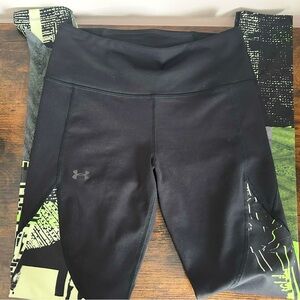 Under Armour Black and Neon Green Patterned Leggings